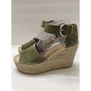 Marc Fisher Sage Green Suede Wedge Platform Espadrilles Ankle Strap Women's 8